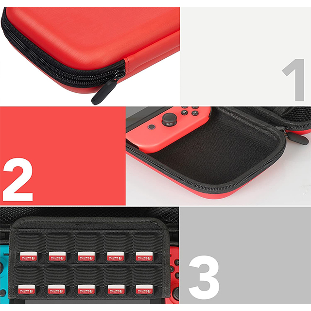 Factory Supply Multifunction Zipper Lock Hard Shell Portable Red Switch Game Holder Eva Case